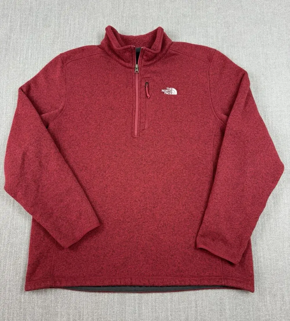 The North Face Gordon Lyons 1/4 Zip Fleece Pullover Red Heather Men’s XXL